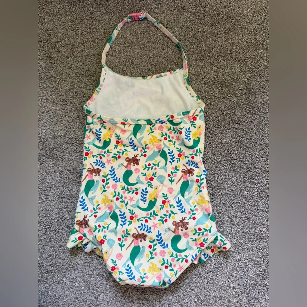 Mini Boden Halterneck Mermaid Swimsuit Ruffle Trim Size 2-3 Years Beach